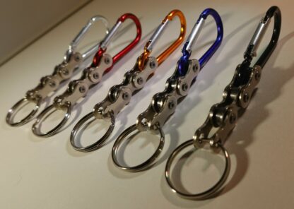 Porte-clés en chaîne de vélo + mousqueton de couleur